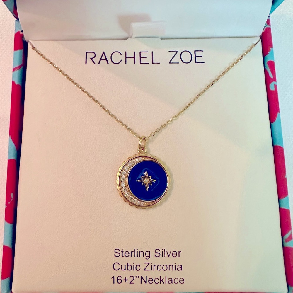 Rachel Zoe Moon & Star Necklace Gold Plated Sterling Silver
